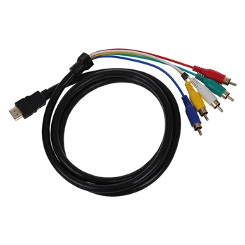 

1.5M 5 FT HDMI to 5 RCA male o Component Cable for Video Convert HDTV 1080P