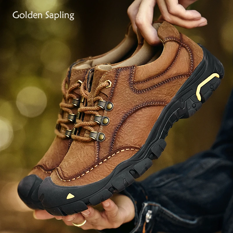 Золотой саплинг натуральная кожа тактические ботинки мужские дышащие гибкие резиновые уличные мужские кроссовки ретро треккинговые ботинки