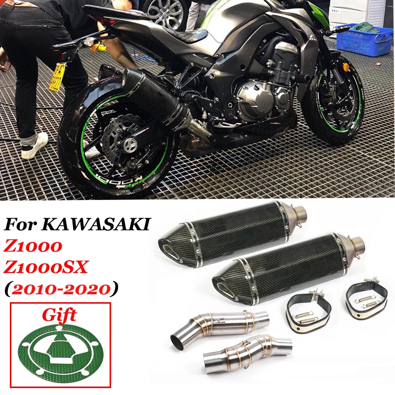 US $83.54 Slip On For Kawasaki Z1000 Z1000SX 2010 2020 Full System Motorcycle Carbon Exhaust Escape Middle Link Pipe Muffler DB Killer