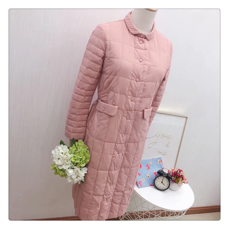 Sanishroly Autumn Winter Women Long Coat Drawstring Ultra Light Down Coat Parka Female White Duck Down Jacket Plus Size 2XL S716