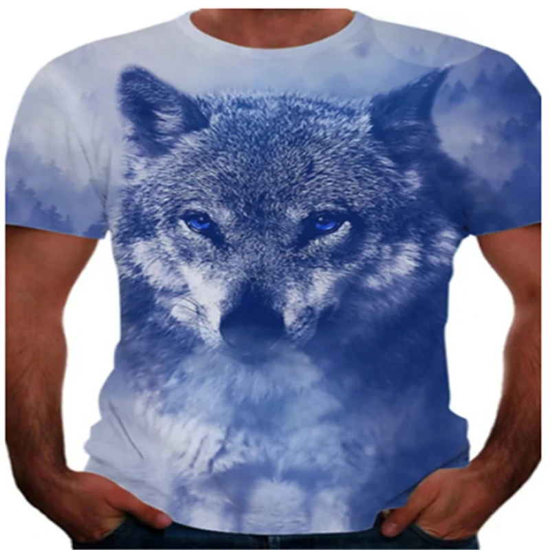 

Men's fashion T-shirt men's 2021 latest wolf 3D printing animal cool casual T-shirt men's short-sleeved summer top T-shirt T-shi