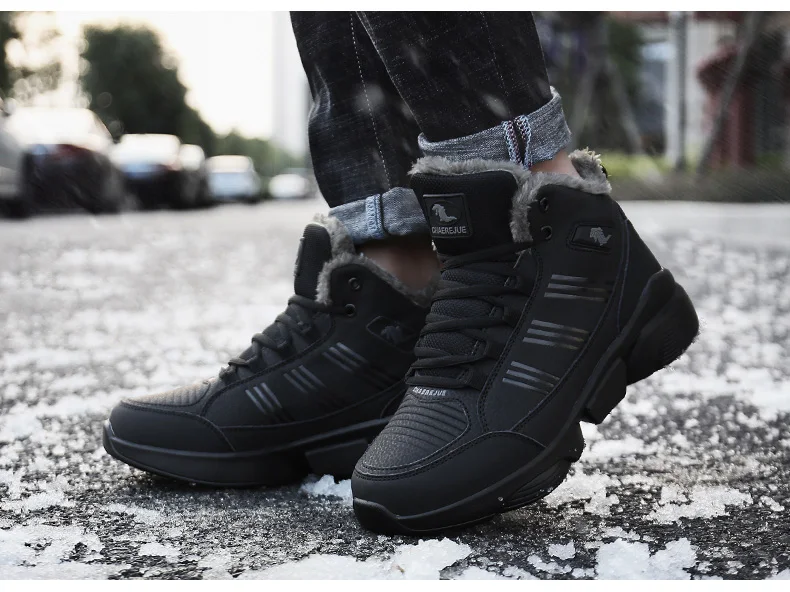 Зимние ботинки мужские уличные очень теплые зимние ботинки Водонепроницаемая Нескользящая теплая спортивная обувь на шнуровке мужские рабочие ботинки на меху