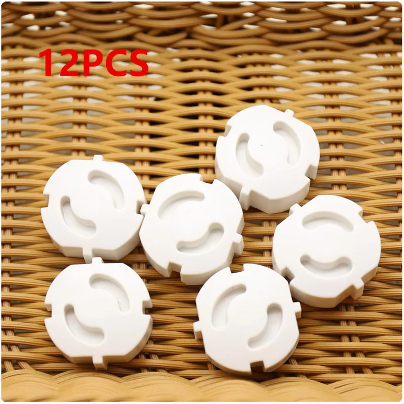 12pcs EU Power Socket Cover Electrical Outlet Baby Kids Safety Guard Protection Anti Electric Shock Plugs Protector Rotate Cover