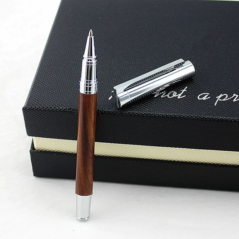 Металлическая + деревянная Роскошная шариковая ручка с серебряной клипсой
