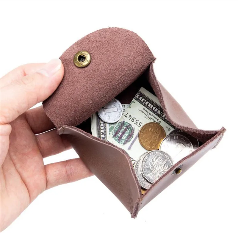 6 Color portable Genuine Leather Coin Purse Vintage Design Individuation Earbuds Earphone Holder Pouch For Women Men mini Wallet