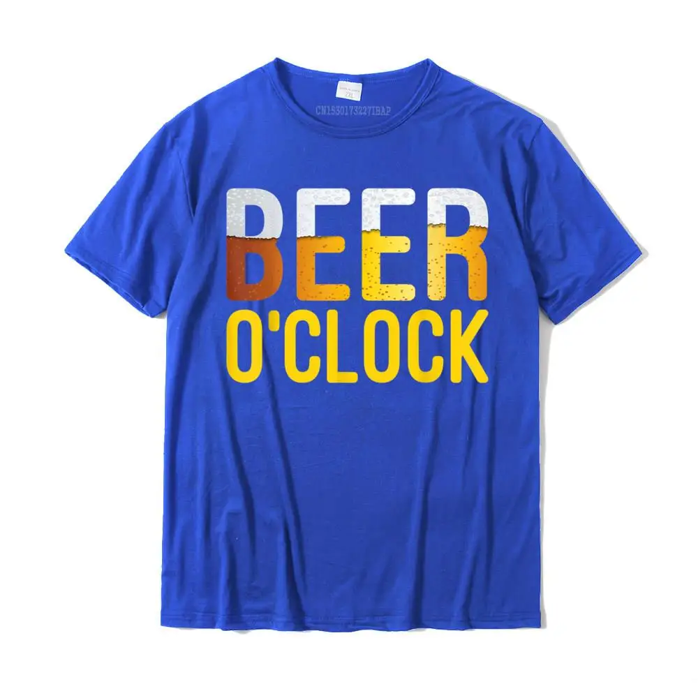 CustomizedDesign Short Sleeve Tops & Tees Lovers Day Cheap Round Neck Cotton Fabric Tee Shirt Men T Shirt Classic  Beer O'clock T-shirt Funny International Beer Day Gift Shirt__MZ16716 blue