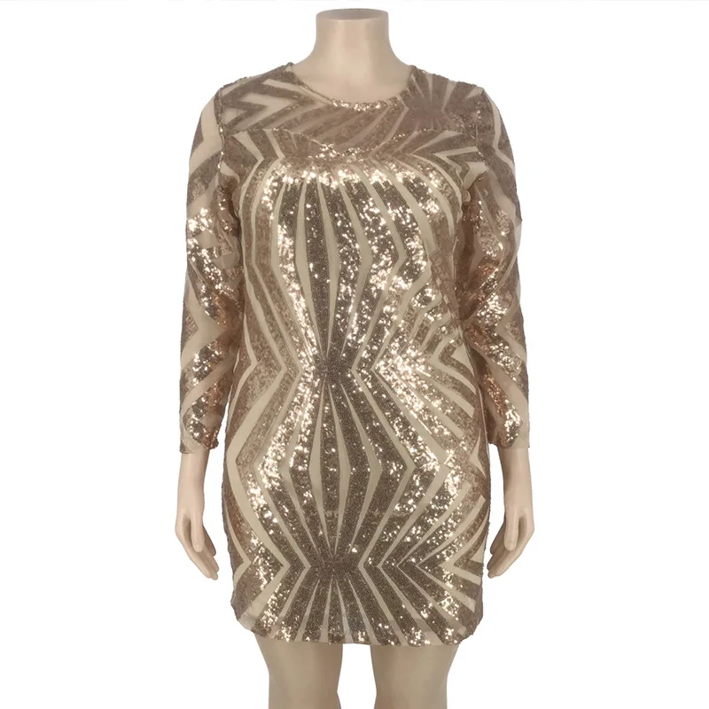 Plus Size Dress Women Wholesale Mini Dress Women Sequins Mesh Patchwork Elegant Party Sexy Mini Dresses for Women Dropshipping