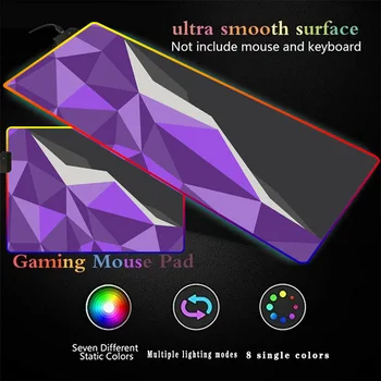 

Purple Polygon RGB LED Gaming Large Mouse Pad Computer Mousepad with Backlight Carpet for Keyboard Desk Mat Multiple Size Choose