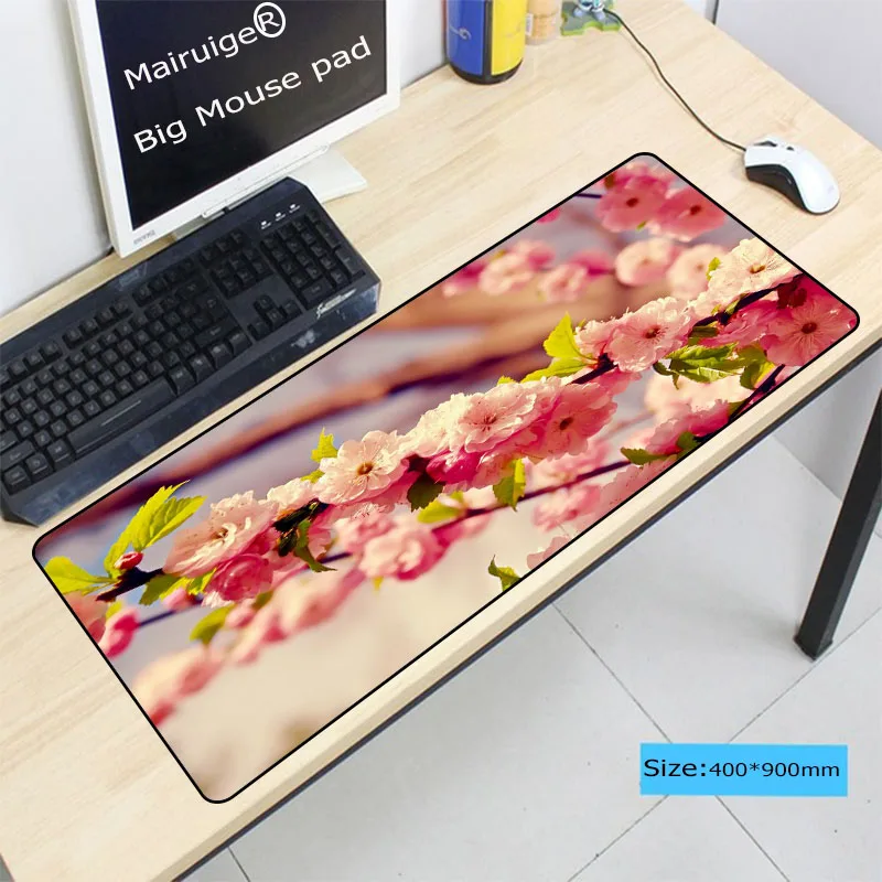  Pink Flower Large Gaming Mouse Pad Gamer Locking Edge Keyboard Mouse Mat Gaming Grande Mousepad for