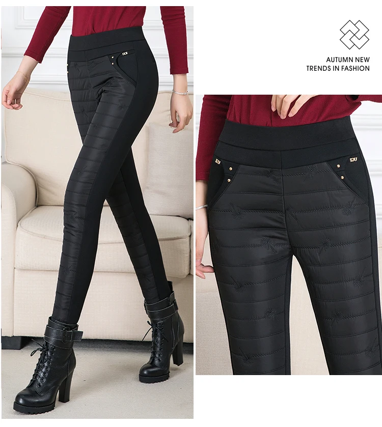 Slim Style 3 Плюс Размер 6XL женские зимние теплые брюки с высокой талией Длинные Полиэстеровые тонкие брюки Прямые леггинсы 3XL 4XL 5XL - Цвет: Slim Style 3