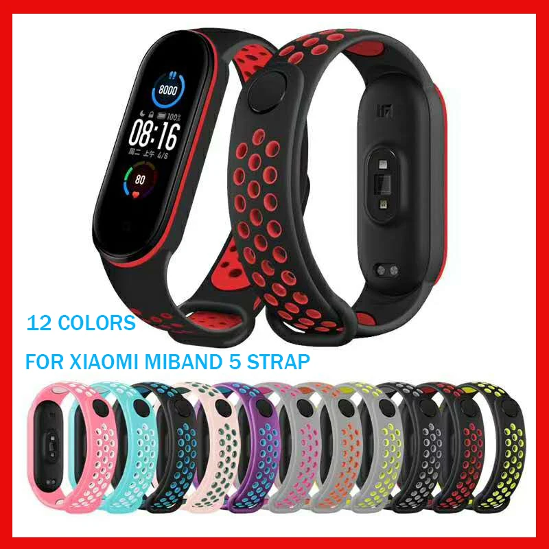 Ремешок силиконовый для смарт-часов Xiaomi mi band 5 12 цветов | Электроника