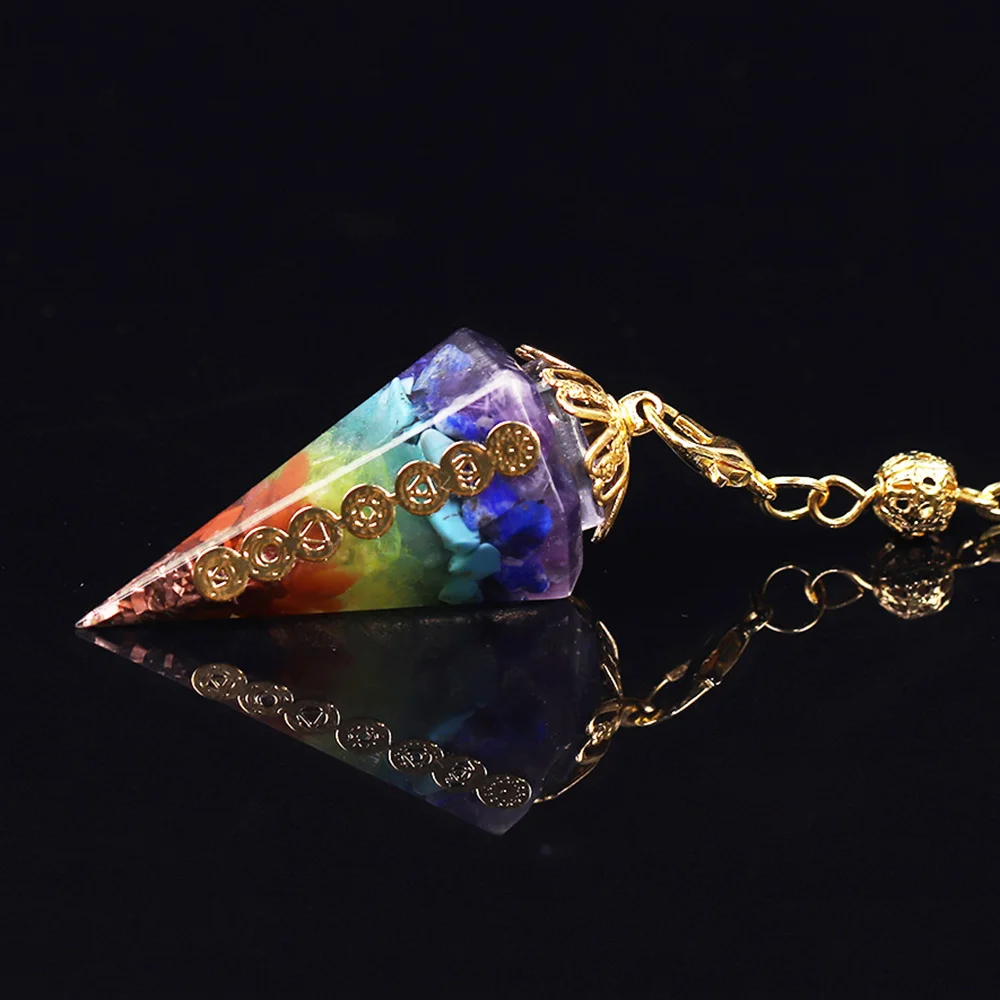 Orgonite Reiki Pendulum Natural Stone Amulet Healing 7 Chakra Crystal Energy Meditation Hexagonal Pendanr For Women Jewelry crystal pendant quartz pendant