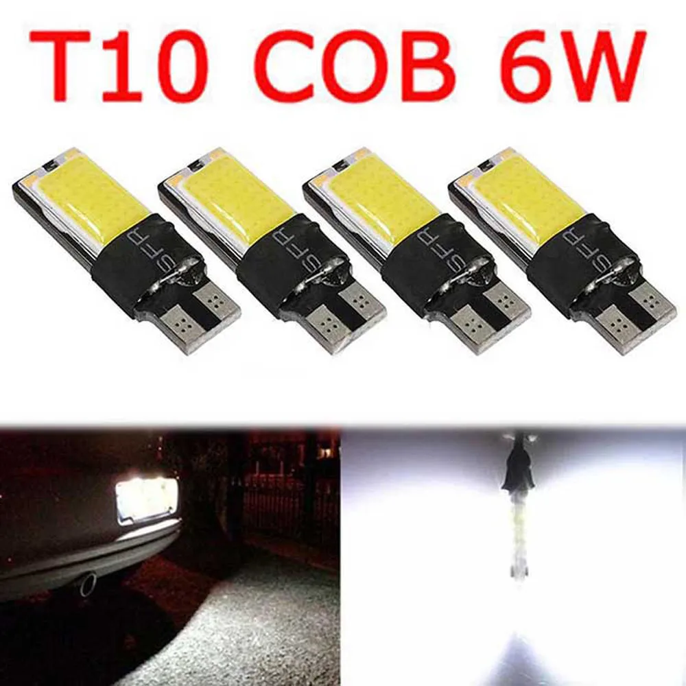 Car 4PCS T 10 COB 6W W5W 194 168 LED Canbus Error Free Side Wedge Light Bulb Auto License Plate White Lamp 12V | Автомобили и