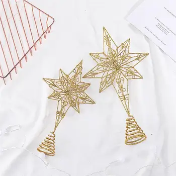 

Iron Star Christmas Tree Topper Glittering Christmas Tree Top Decoration Ornaments Five-Pointed Home Decor Xmas Gifts
