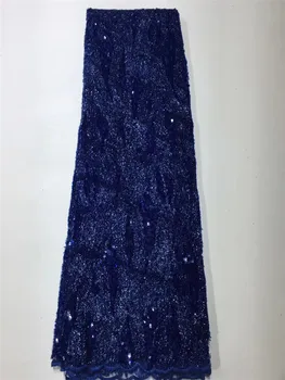 

Fashions royal blue Lace Fabric For Gorgeous evening dress material French Tulle Mesh Lace Fabrics With Sequins FZX312