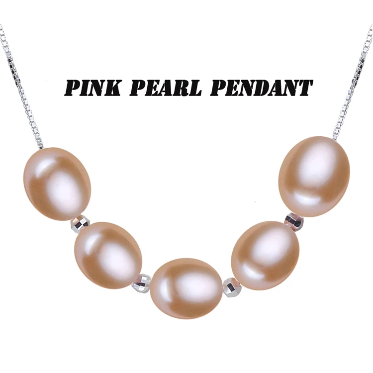pink pearl necklace Настоящее красивое серебряное ожерелье из натуральной 925 пробы, цветное ожерелье из натурального жемчуга, ювелирные изделия для девочек на день рождения - Цвет камня: pink pearl necklace