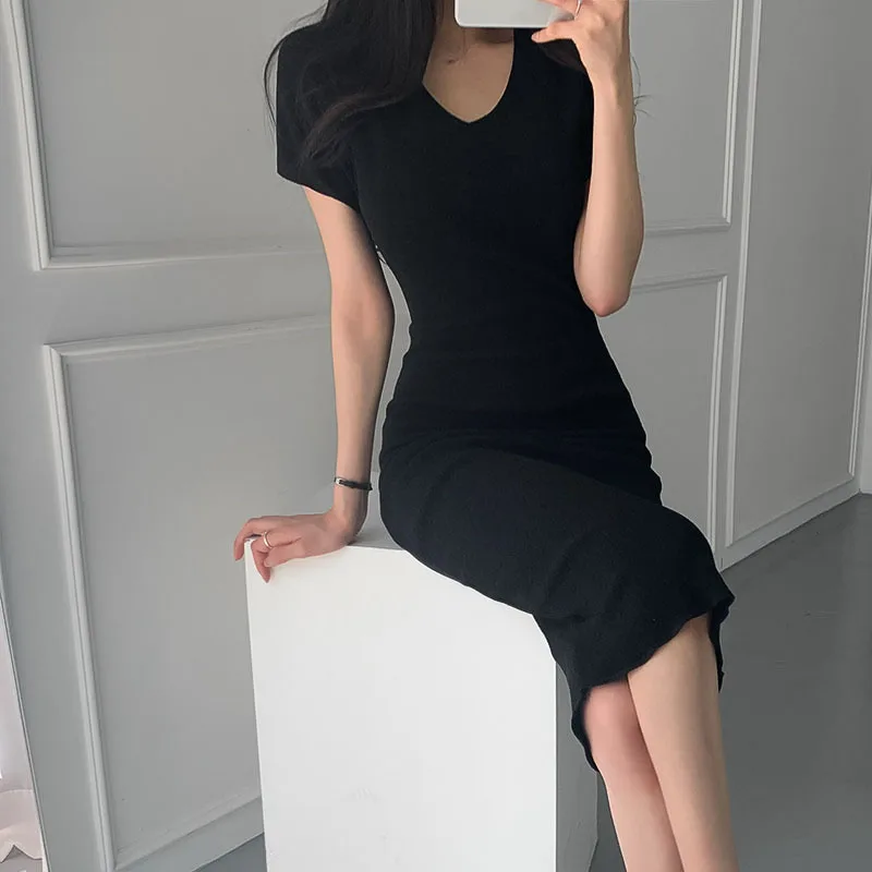 2020 Summer Office Elegance Sexy V-Neck White Dress Woman Vintage Beach Boho Party Bodycon Dresses