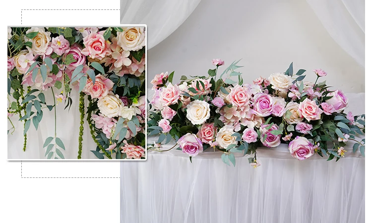 JAROWN Wedding Fake Flower Floral Arch Window Triangular Flower Row Flower Wall Hotel Wedding Stage Background Decorative Flores (8)