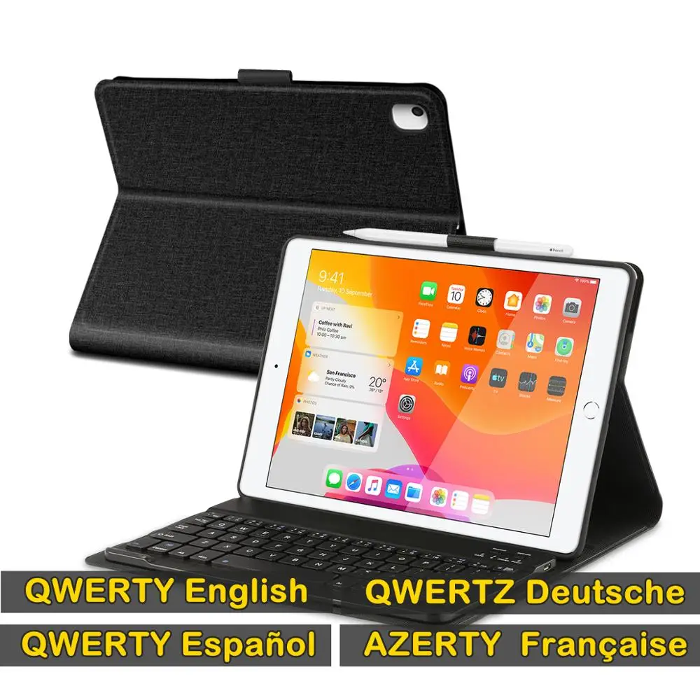 Чехол для клавиатуры iPad 10 2 дюйма 2019 7 го поколения/iPad Air 3/iPad Pro 5 дюймов AZERTY QWERTY QWERTZ