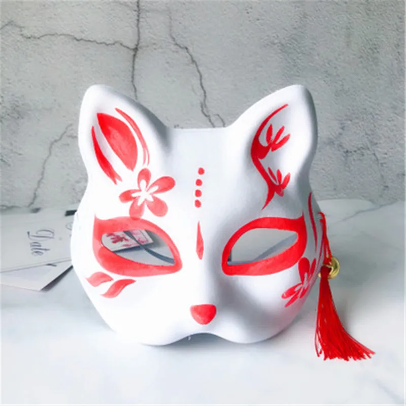 2 шт Вечерние Маски рисованная маска Аниме COS Cat Fox маска с колокольчик-кисточка