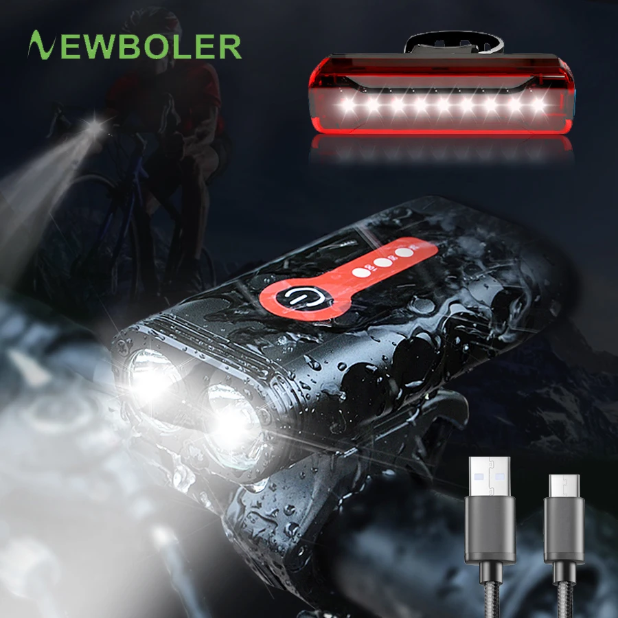 

NEWBOLER Super Bright Bicycle Light XML-L2 Bike Light Set With USB Chargeable Taillight 18650 Battery Cycling Front Light Mount