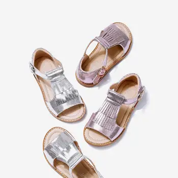 

Summer Children Girls Wrap-ankle Magic Paste Anti-slip Sandals Fashion Tasel Design Kids Soft Sole Open Toes Shoes Size 28-35