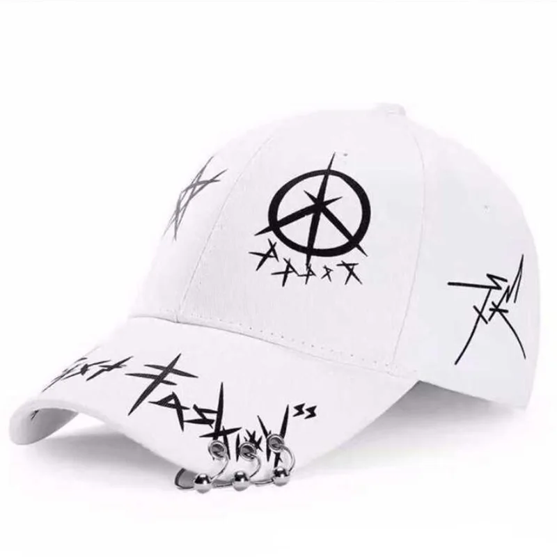 Hot Sale YOYOCORN New Student Young Men Women The Spring Summer Sun Hat And White Color Matching Pentagram Graffiti Baseball Cap_voghion.com