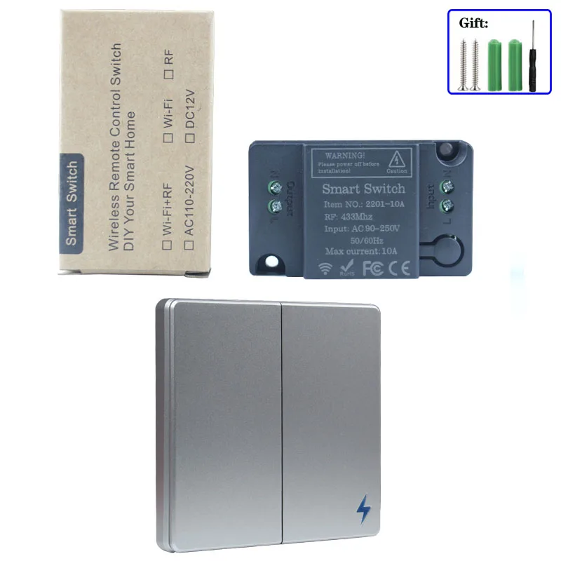 ZKRLLF Wireless  Remote Control Switch AC 110V 220V Lamp Light LED Bulb Wireless Switches Corridor Room Home Wall Panel Switch-1