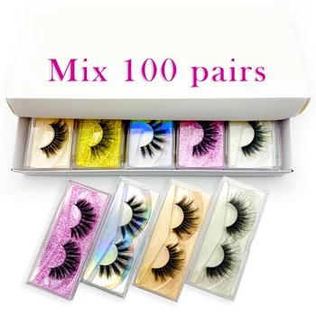 

20/30/40/50/70/100/Paris Whoslase Mink Eyelashes Vendor Makeup Volume 3D Faux Mink Lashes In Bulk Natural False eyelashes set
