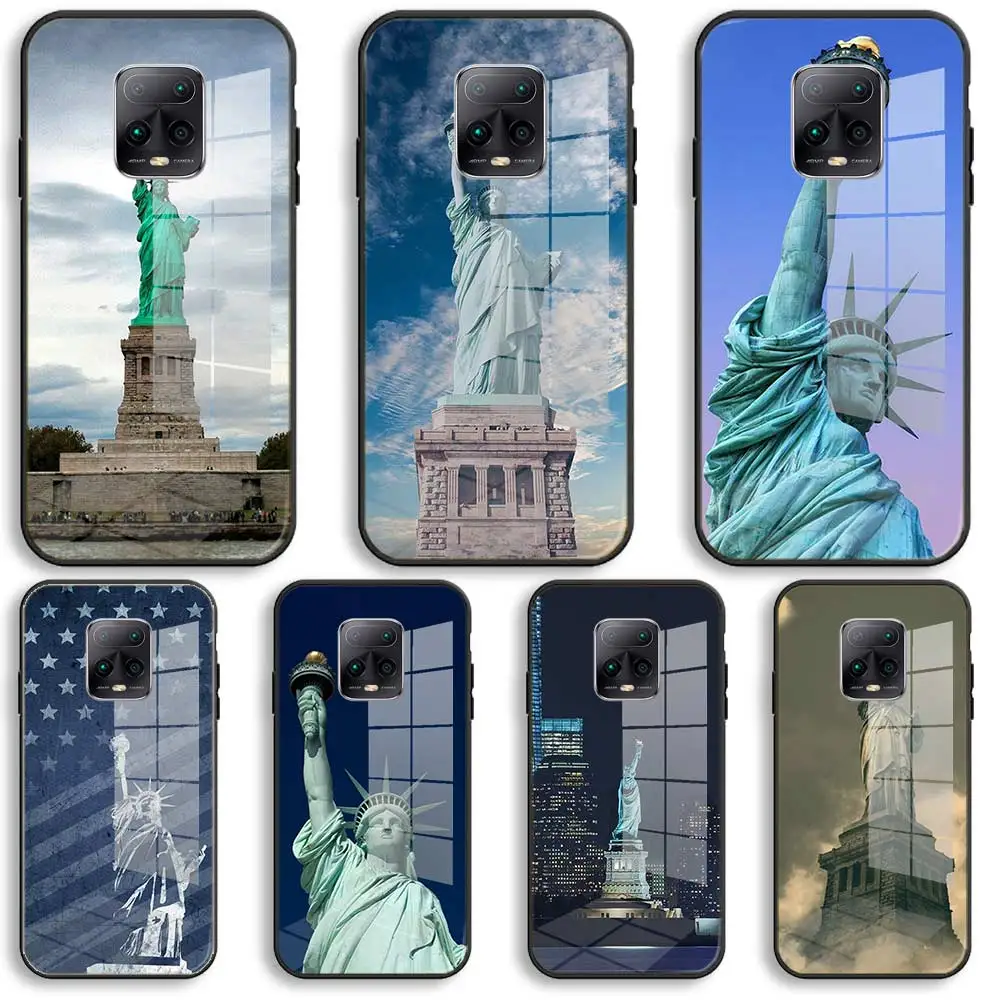 

The Statue of Liberty Soft Glass Phone Case For Xiaomi Redmi 9A 8A 7A Note 9 8 7 Pro Y3 9S 8T Balck Cover