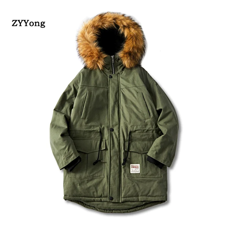 Winter Parka Men's Solid Jacket 2020 New Arrival Thick Warm Coat Long Hooded Jacket Fur Collar Windproof Padded Coat Fashion Men