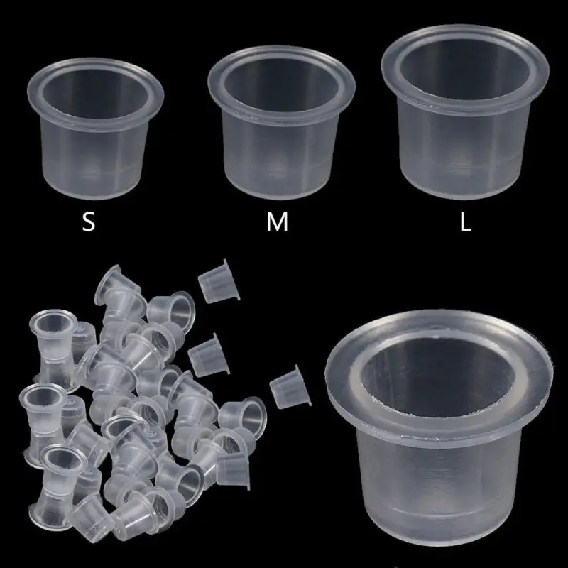 

1000 PCS Plastic Small Medium Large Tattoo Ink Cups Caps Pigment Supply Tool
