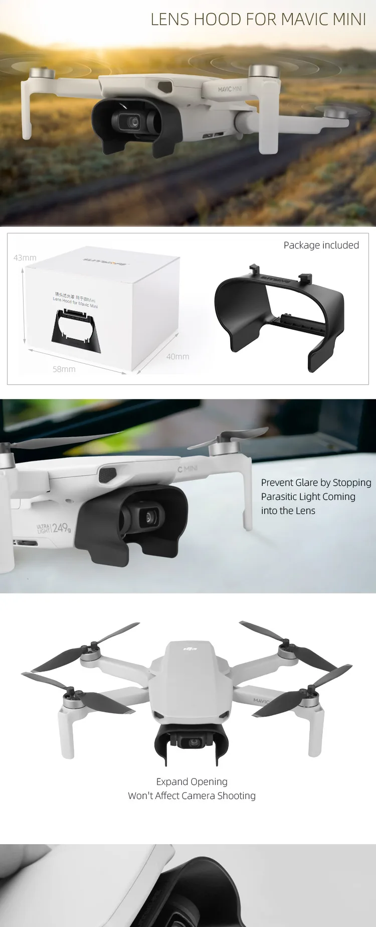 Солнцезащитная бленда для объектива Mavic Mini Drone Gimbal камера защитная крышка для DJI Mavic Mini АКСЕССУАРЫ