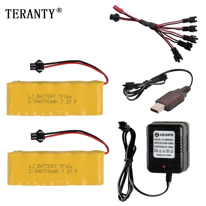 SM Plug) Ni-CD 7,2 v 700mah батарея+ 7,2 v зарядное устройство для радиоуправляемого игрушечного автомобиля Танк Поезд Робот Лодка пистолет 2/3AA 7,2 v перезаряжаемый аккумулятор