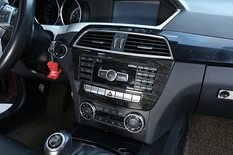 Черное дерево зерна для Mercedes Benz C Class W204 2011-2013 Автомобильный мультимедийный переключатель панели наклейки аксессуары