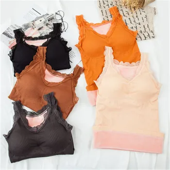 

Plus-sized Fairy Bear Lace Warm Vest Women's Brushed and Thick Base Vest Strap Slim Fit Underwear