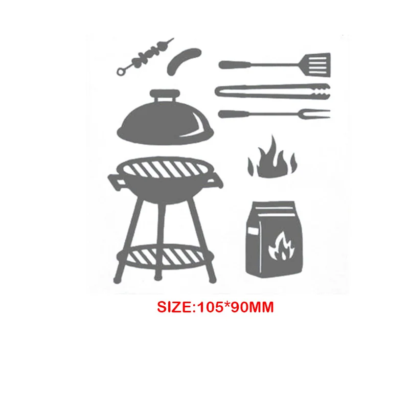 2024 스크랩북 야외를위한 새로운 스텐실 금속 절단 다이 바베큐 트로피 도미노 DIY 엠보싱 앨범 카드 수제 도구