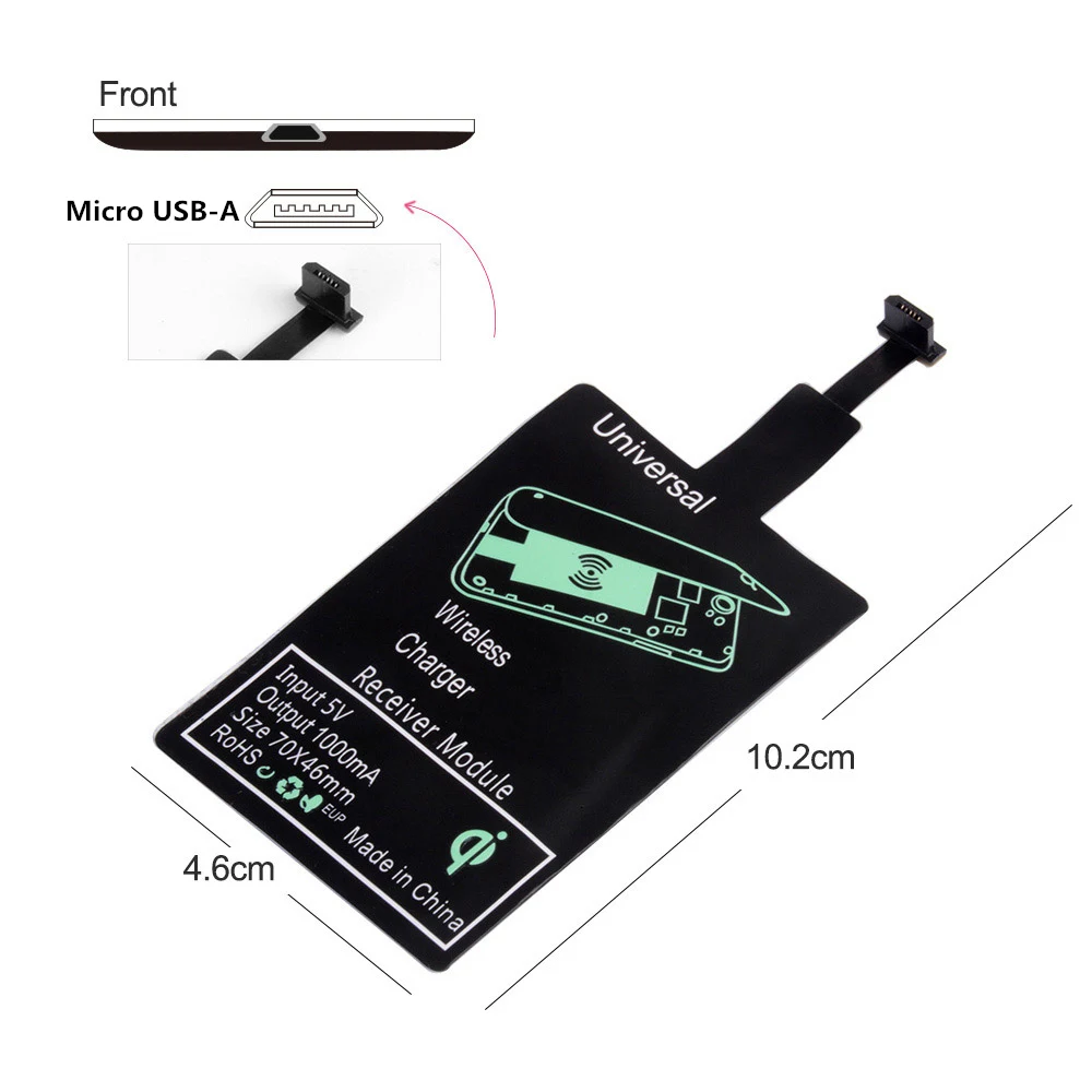 Беспроводной приемник зарядного устройства для iPhone 7 6 6s Plus 5s 5 SE Qi зарядный адаптер Micro usb type C для samsung Galaxy J7/J3/J6/S5 A50 - Цвет: Micro USB A