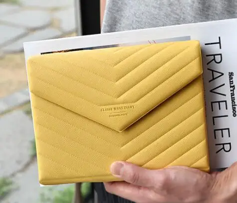 yellow Недатированный стильный волнистый дневник крутой Бизнес Модный кошелек сумка стиль журнал книга Сделай Сам ежедневник 192P - Цвет: yellow