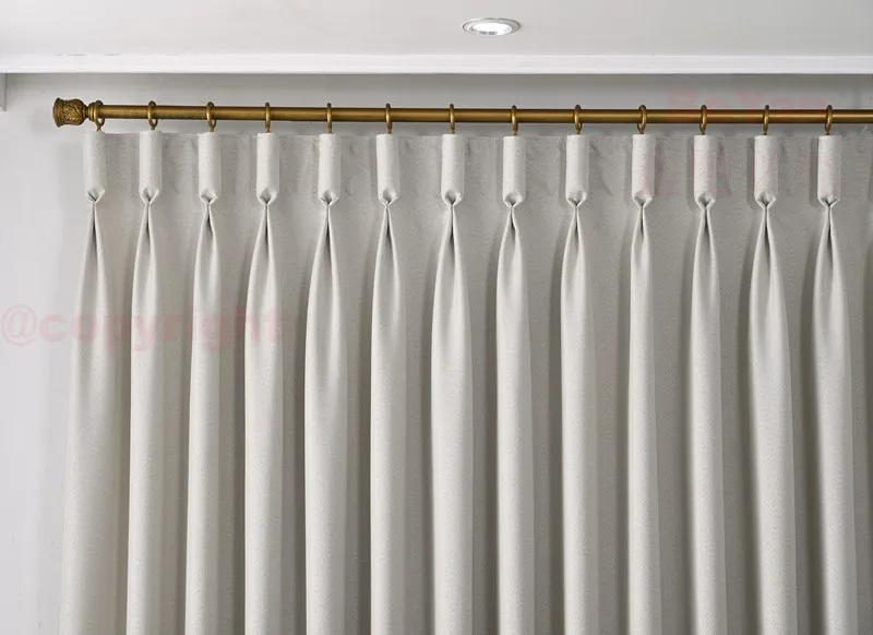 Goblet Pleat Luxury Beige High Shading Blackout Window Curtains for Living Room Elegant White Blinds Bedroom Drapers Kitchen