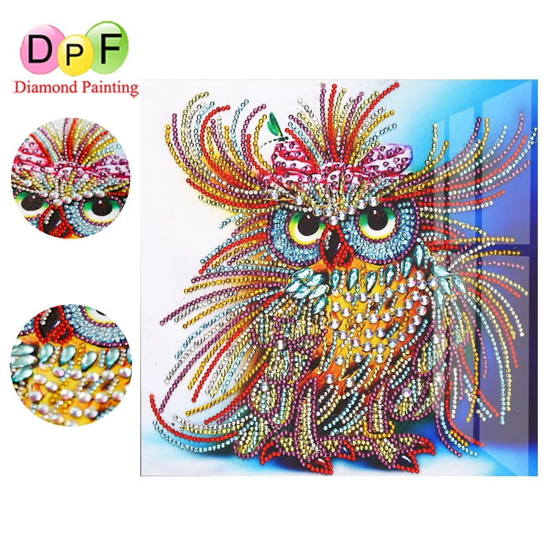 DPF 5D алмазная живопись особой формы вышивка в виде совы животные частичные стразы