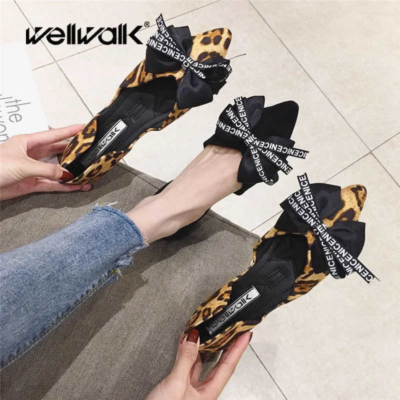 Wellwalk/женские балетки на плоской подошве Модная обувь с леопардовым принтом