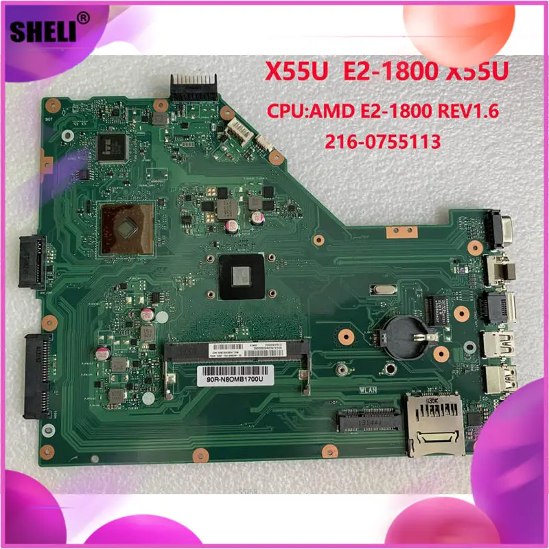 Материнская плата для ноутбука ASUS X55U процессор AMD E2 1800 REV1.6 216 0755113 60 N8OMB1700 (D03)