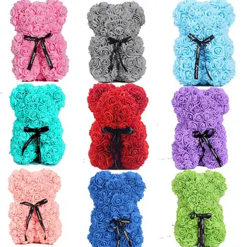 

Rose Teddy Bear Everlasting Flower for Window Display, Anniversary Christmas Valentines Gift
