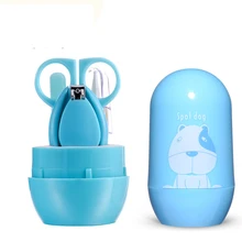 4pcs Baby Nail Care Set Health care Kits Infant Finger Trimmer Scissors Nail Clippers Cartoon Animal Storage Box for Travel
