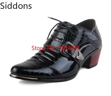 Роскошные мужские официальные туфли на высоком каблуке; модельные туфли в деловом стиле; Zapatos De Hombres; официальная обувь для мужчин; D311