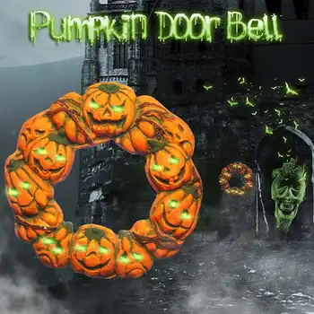 

Halloween Spooky Wreath LED Lantern LED Pumpkin Light Door Hanger DIY Home Decoration Props Foam Pumpkin