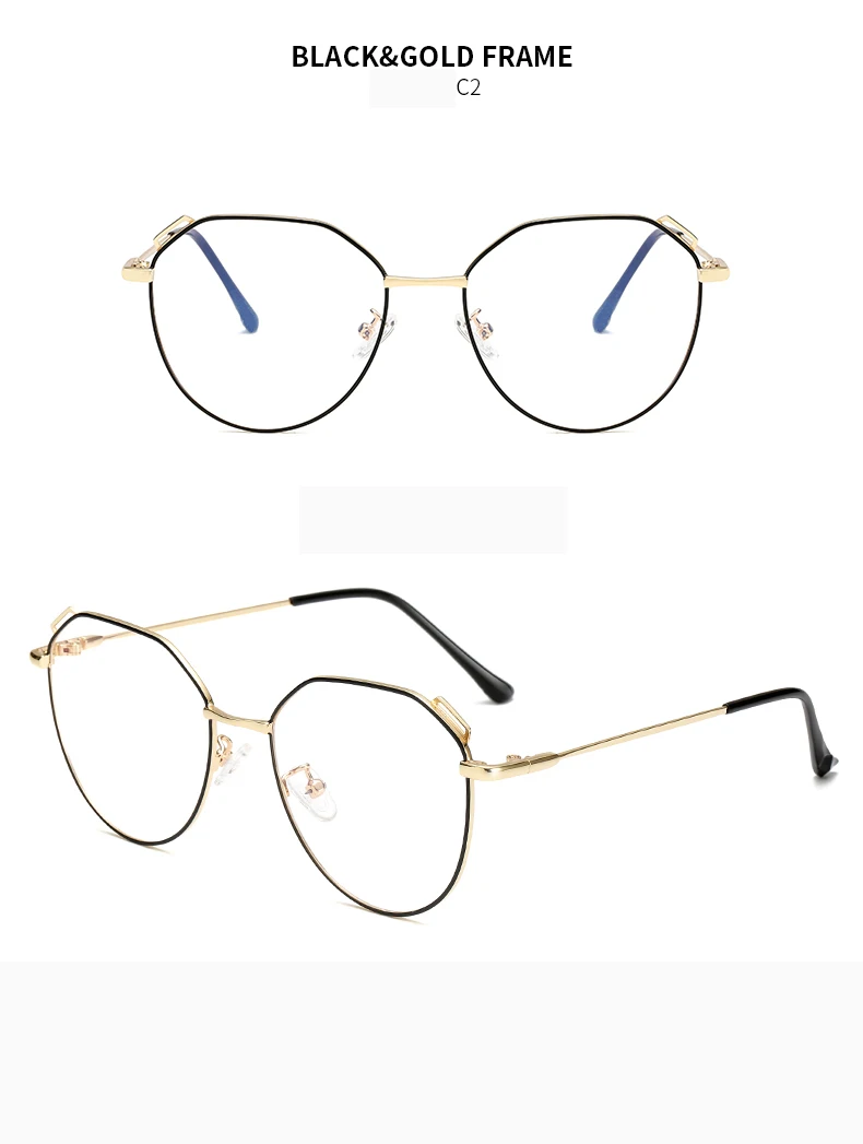 Metal Polygon Retro Glasses Frames Female Men Irregular Transpanrent Frame Women Flat Mirror with Fine Color Men Eyeglasses