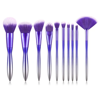 

10pcs/set Plating Gradient Brush Handle Makeup Brush Blush Eyeshadow Brush Lip Eyebrow Foundation Brush Set