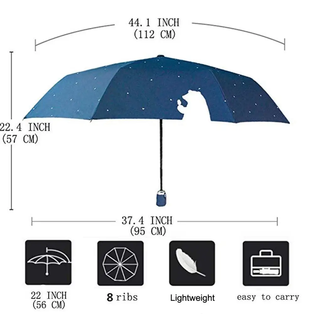 Полностью автоматический женский зонт от дождя с милым медведем, три складных зонта с защитой от ультрафиолета, водонепроницаемый прочный карманный зонтик, детский подарок